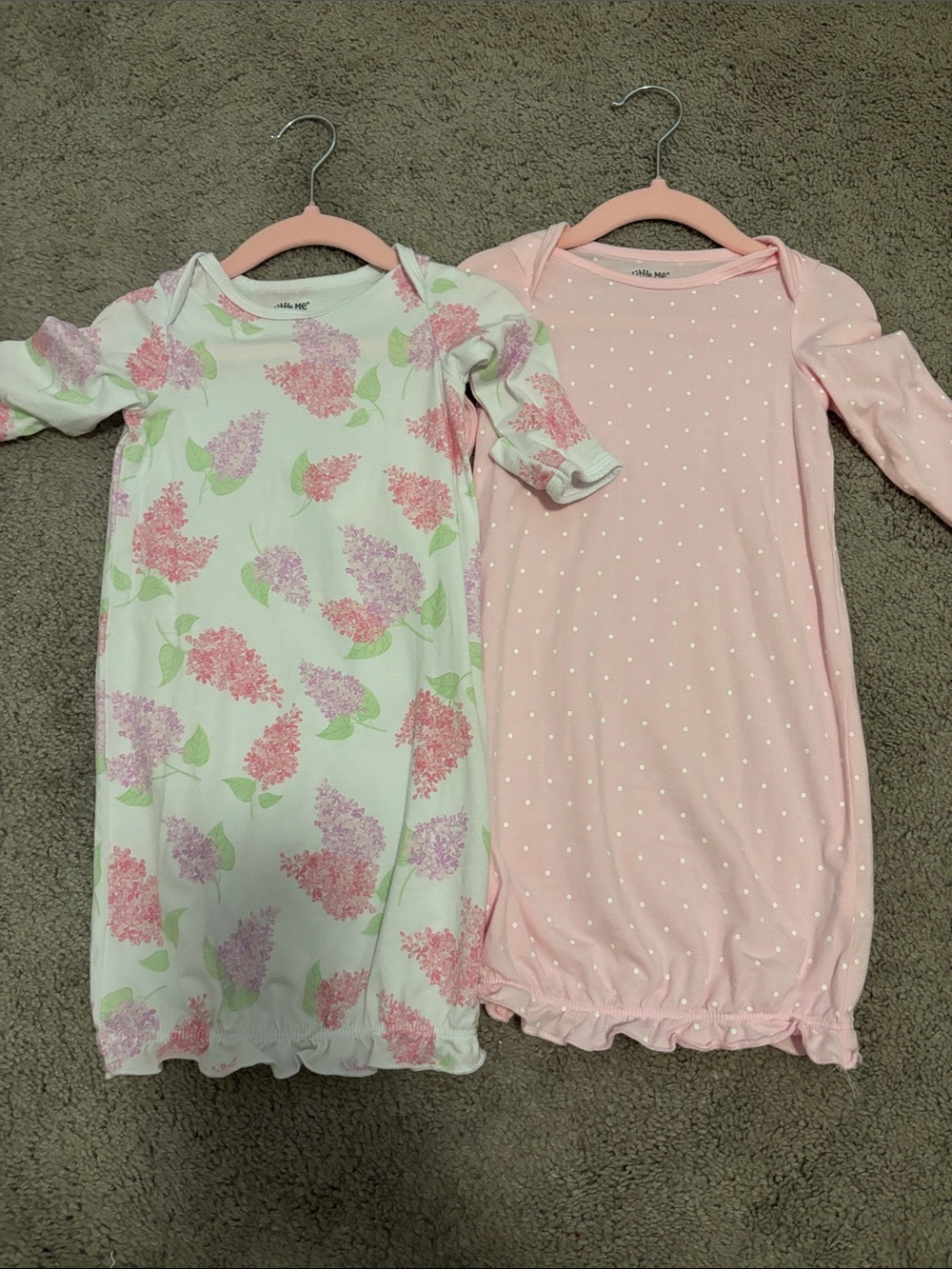 Two-Pack Baby Gown Set - Pink Floral & Pink Dot